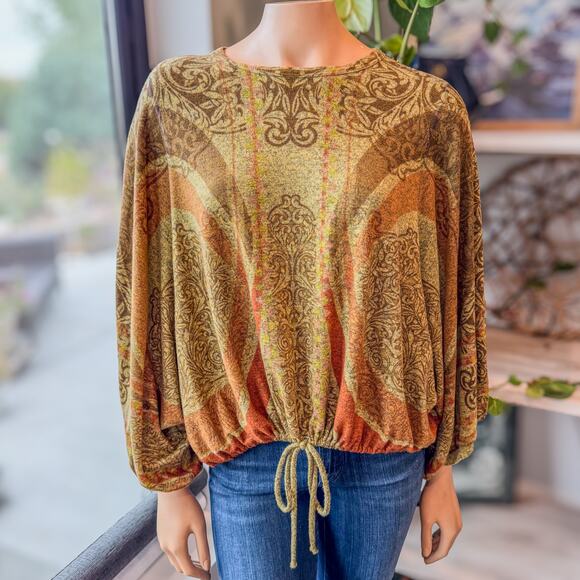 Inoah’s Collection Art to Wear Blouson Style Top w/ Drawstring Hem Women's Small - Picture 6 of 8